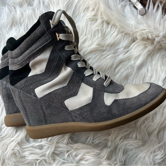 Sam Edelman❤️High top wedge sneakers❤️Charcoal Gray & ivory❤️Size 38 - Picture 5 of 6